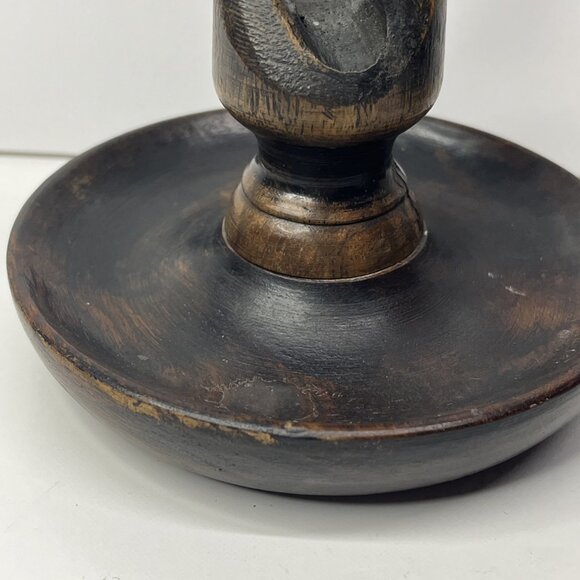 Candle Holders Antique English Oak Barley Twist Candlestick Brass Insert 8.5” - Picture 2 of 16